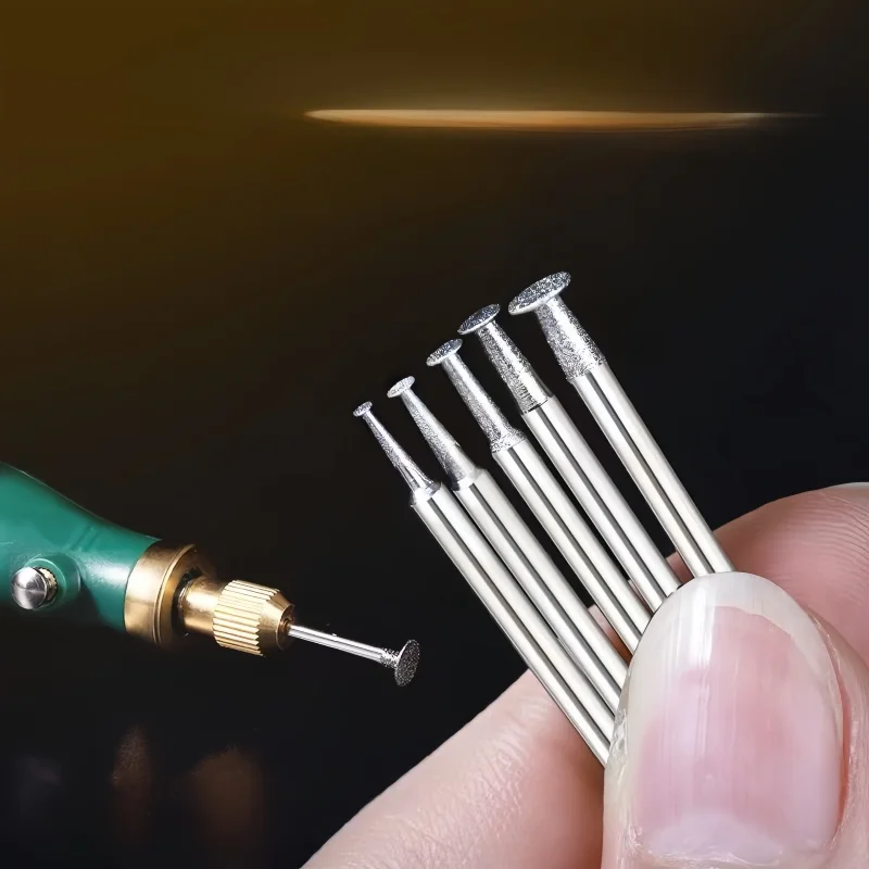 Diamond Grinding Head Thin Slice K-Needle (2.35mm Shank)-Carving Tool for Jade/Agate/Amber, Accessory for Electric Rotary Tools