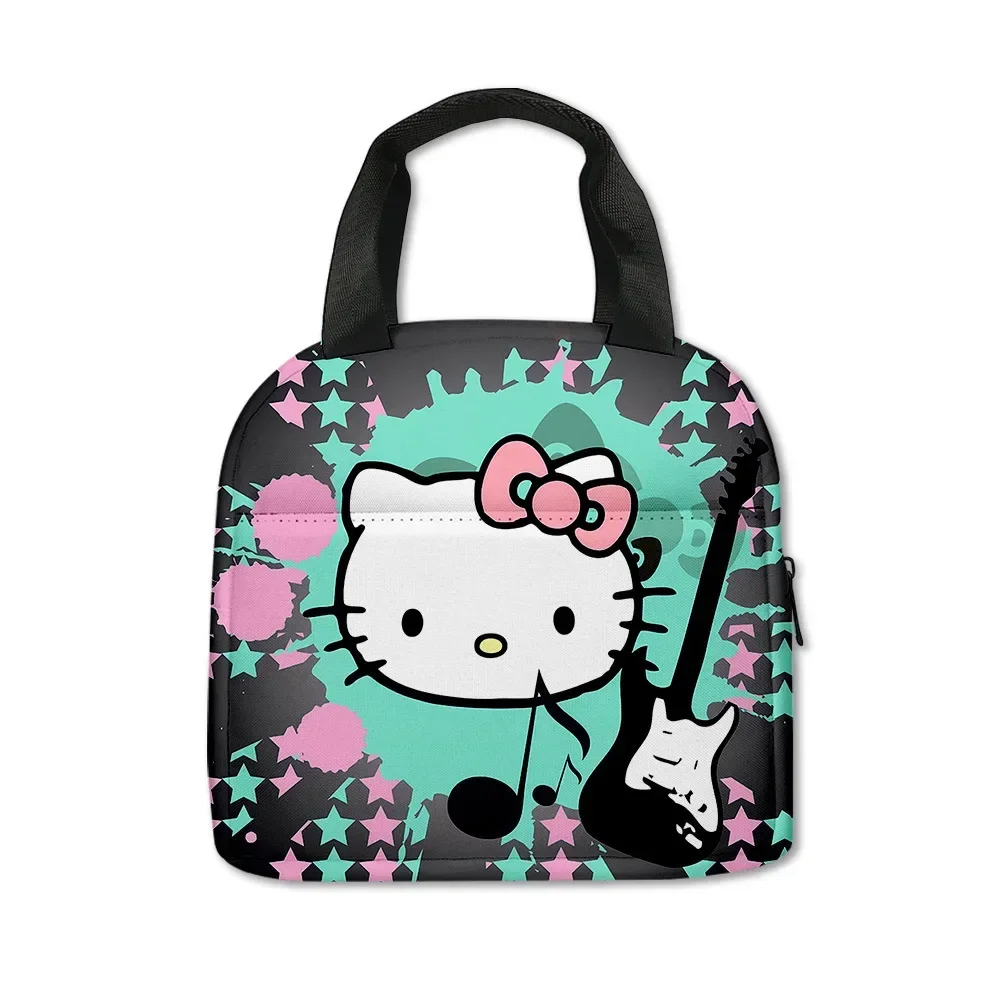 Sanrio Hello Kitty Kuromi Elementary School Students Junior High Cartoon Cute Lunch Bag Large Capacit Portable KT Bento Bag