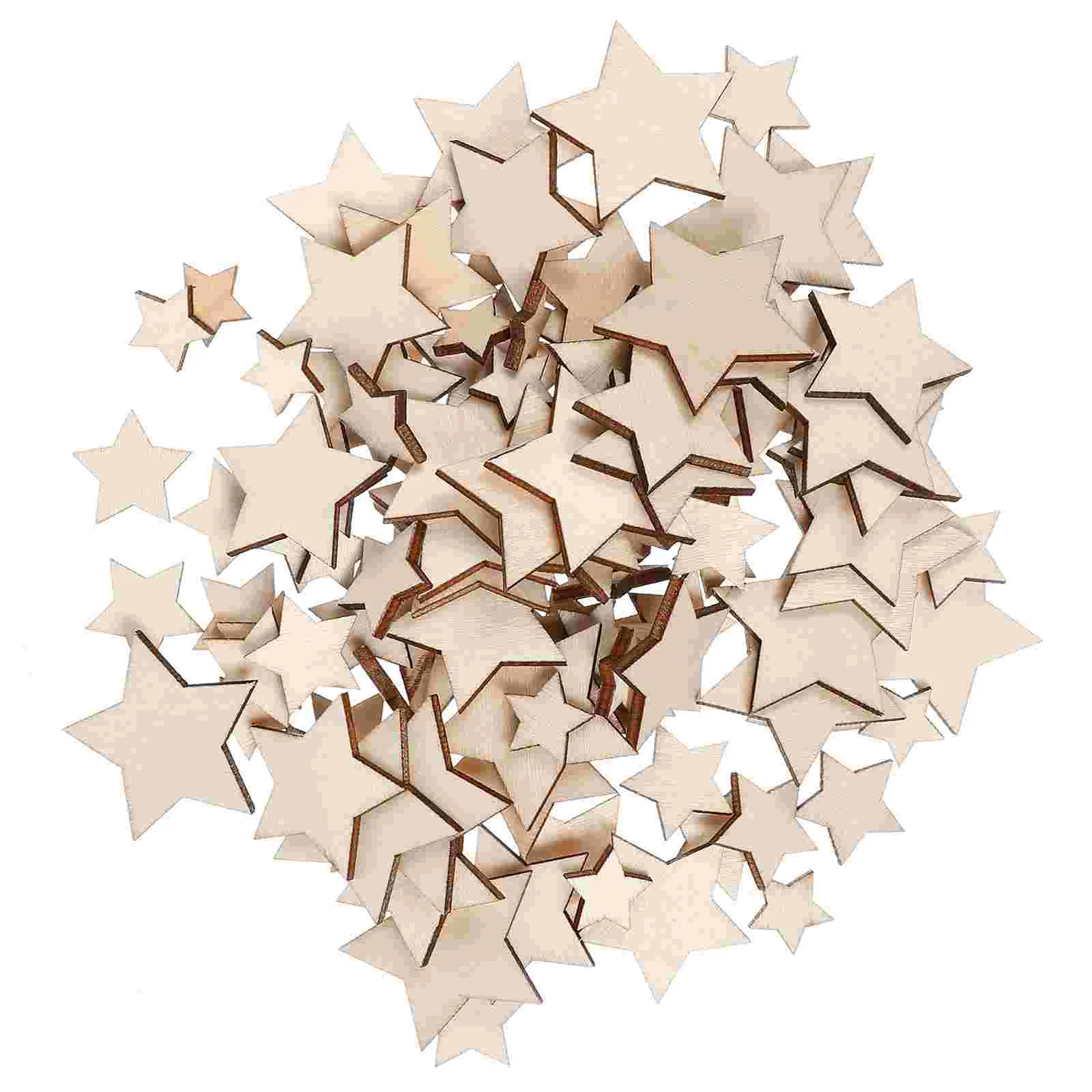 

200 Pcs Wood Decoration Dowsing Rods DIY Supplies Slices Crafts Wooden Chips Star-shaped Assorted