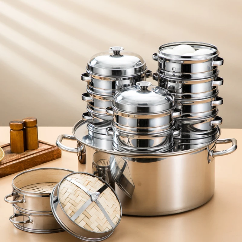 Commercial stainless steel steamer for Shaxian breakfast shop steamed buns and steamed bread gas stove.