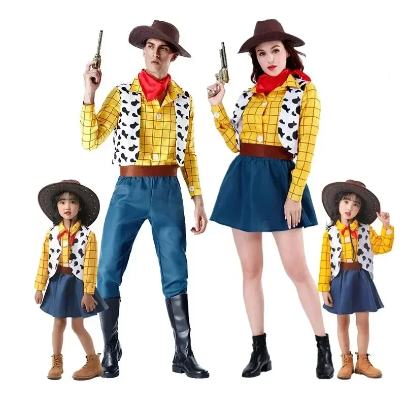 Toy Cosplay Story Woody Costumes for Adult Kids Cowboy Cowgirl Dress Carnival Halloween Party Fancy Dress up Performance Costume