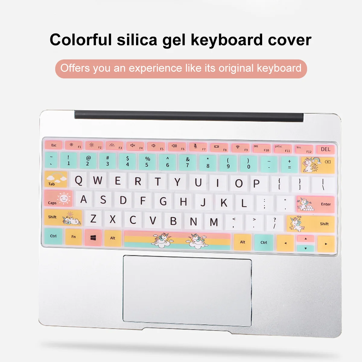 Penutup Keyboard Laptop Silikon Film Pelindung Cetak Unicorn Warna-warni Membran Keyboard Komputer Laptop yang Kompatibel