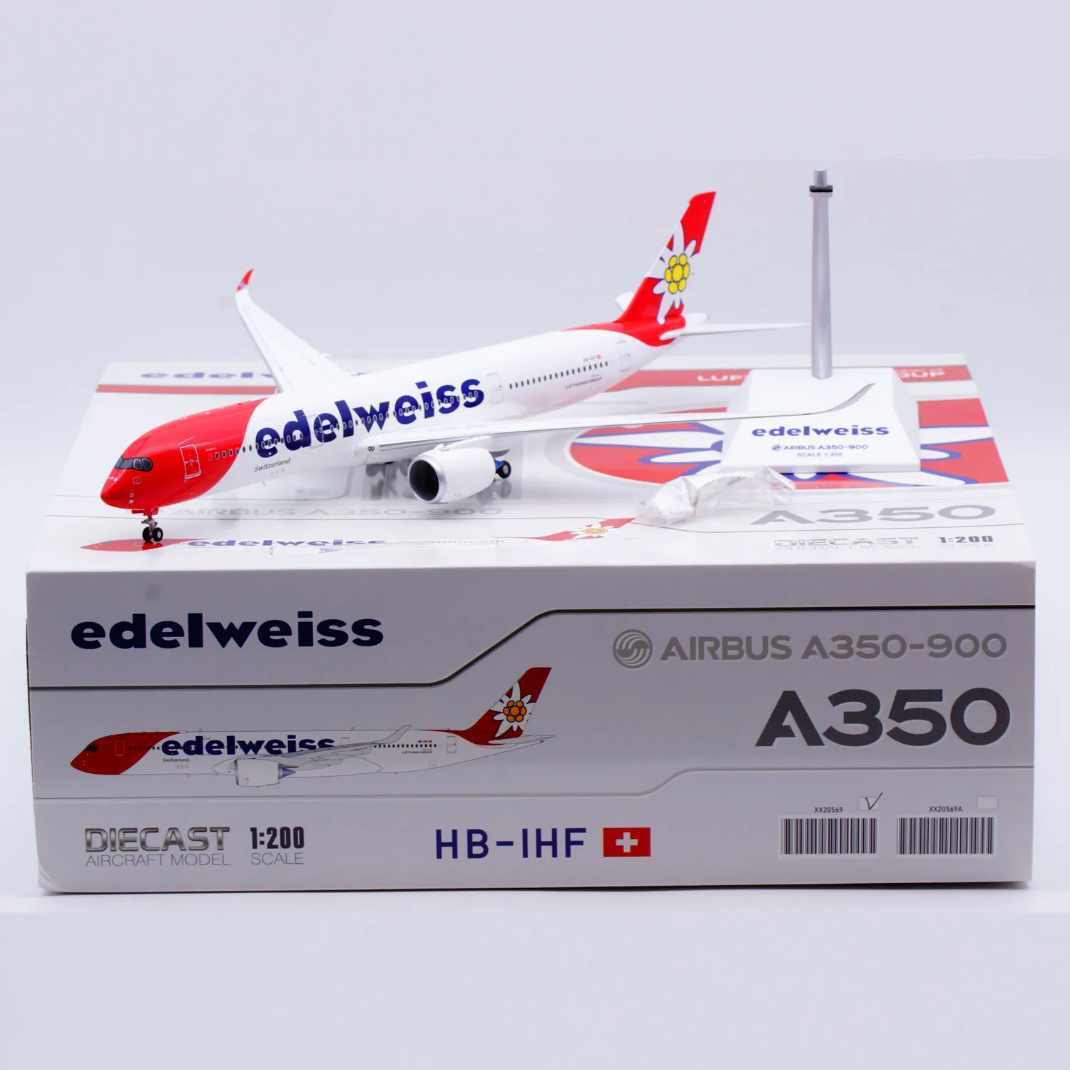 

XX20569 Коллекционный самолет из сплава в подарок JC Wings 1:200 Edelweiss Air Airbus A350-900XWB литая под давлением модель самолета HB-IHF с подставкой