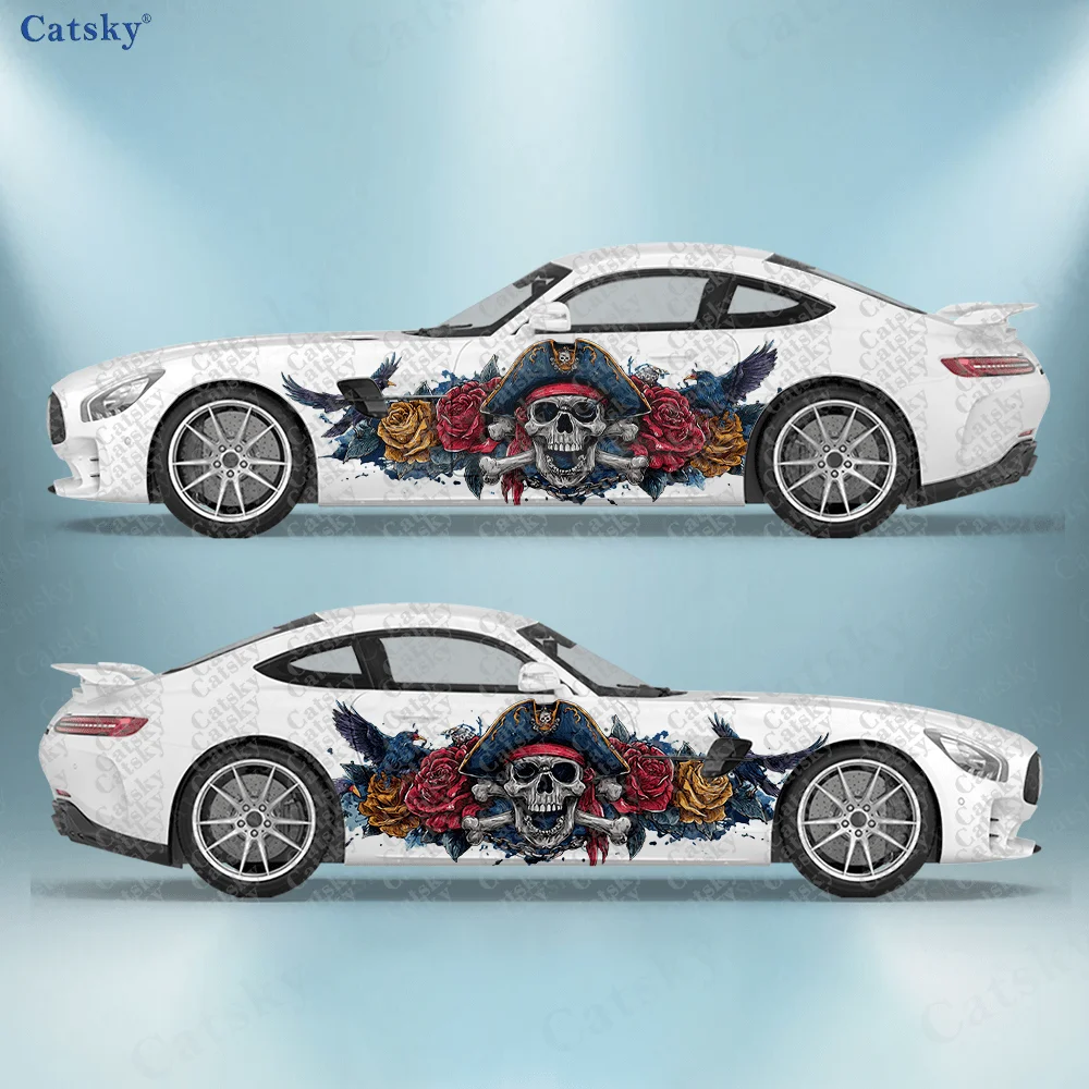 

Наклейки на боковые части автомобиля CATSKY.2pcs.Rebellious One-Eyed Pirate Skull (2 шт.) | Самоклеящиеся водонепроницаемые и устойчивые к царапинам наклейки из ПВХ, Fashio