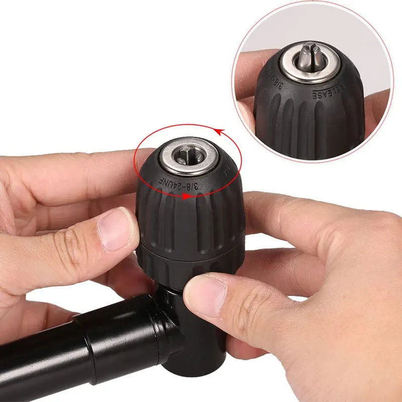 90 Graden Haakse Keyless Chuck Klopboormachine Adapter Elektrische Power Draadloze Boor Attachment Hoek Adapter