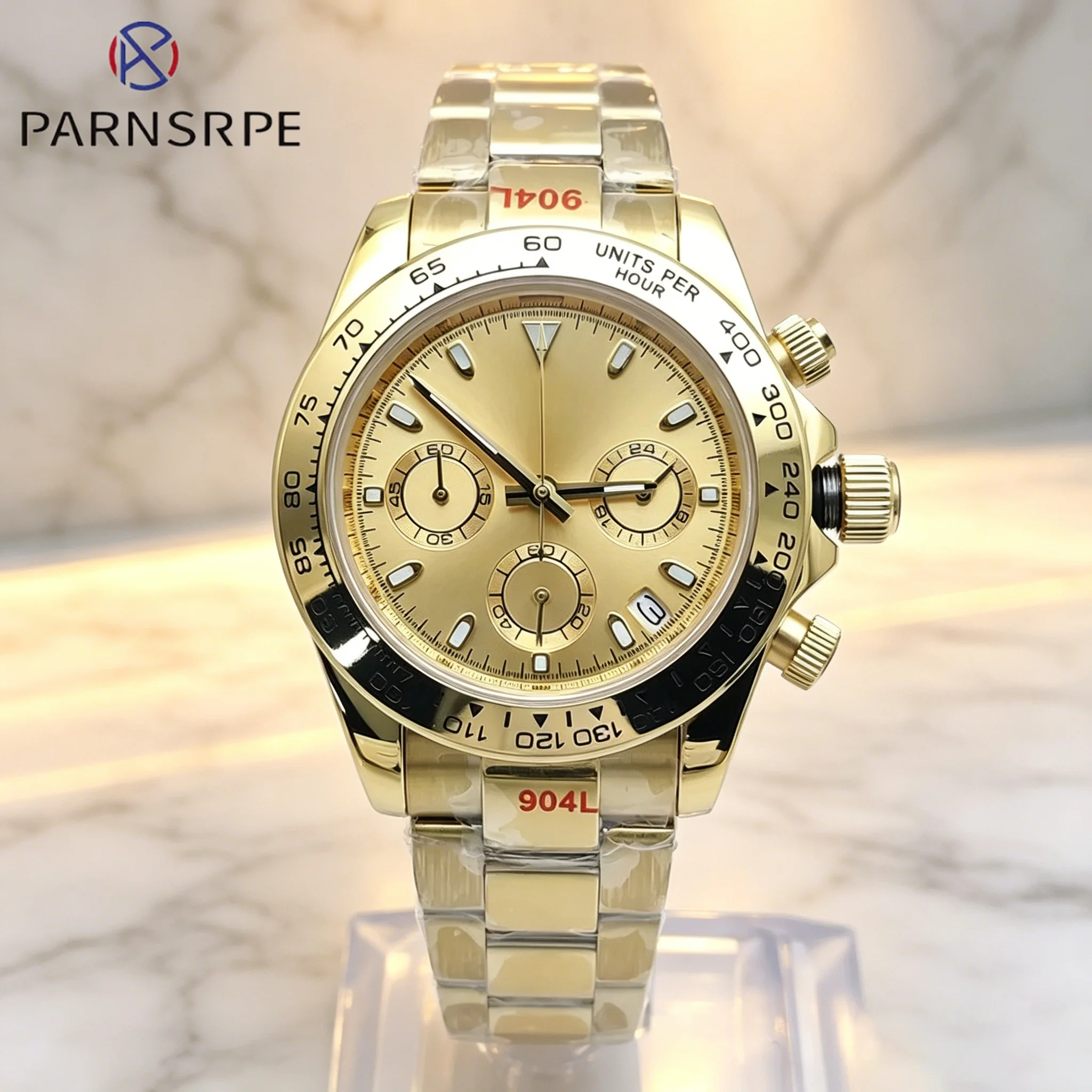 

Multi-color option 2026 new luxury men's watch with luxurious quartz vk63 movement, 5ATM water-resistant, hard gemstones