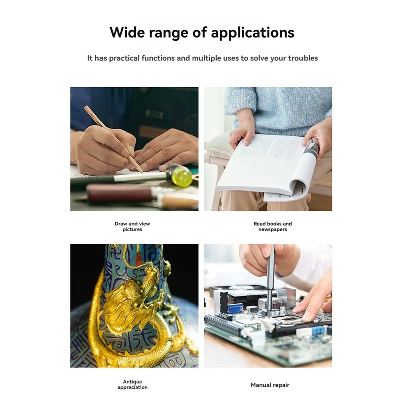 

T99C-20X Профессиональная ручная лупа, перезаряжаемая линза для чтения, 34, светодиодная лампа для чтения, увеличительное стекло, ювелирные изделия