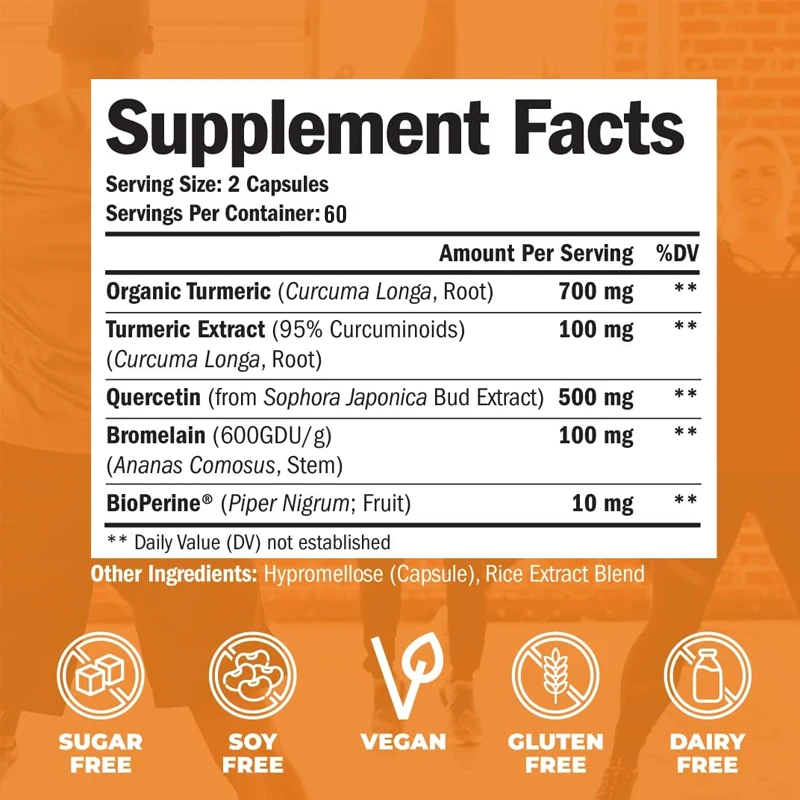 Premium Curcumin, Quercetin, Bromelain and Black Pepper, Antioxidant, Inflammation, Immune Support and Joint Support