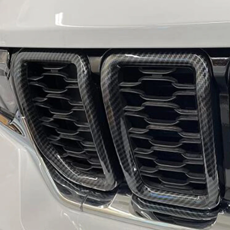 For Jeep Grand Cherokee L 2022 2023 2024 Carbon Style Middle Central Grille Panel Frame Cover Trim Car Styling