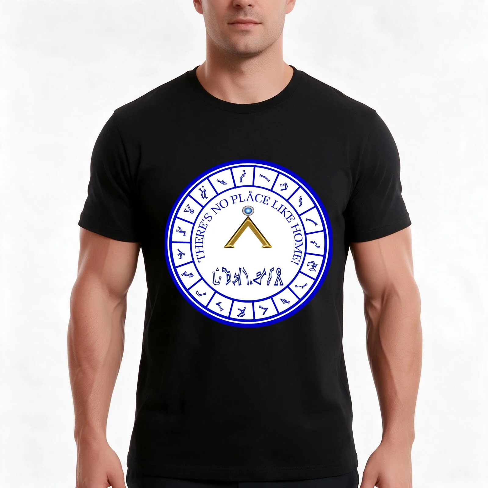 Stargate: Blue Dialing Ring T-Shirt, Summer Casual Cotton Tee, Oversized Streetwear Tops, Vintage Graphic Print, 100% Cotton