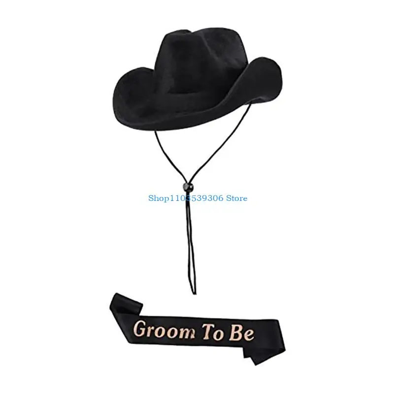 400A Bride Cowgirl Hat with Veil and Shoulder Strap Summer Beach Hat Cowgirl Hat with Long Veil Western Fancy Dress Accessory
