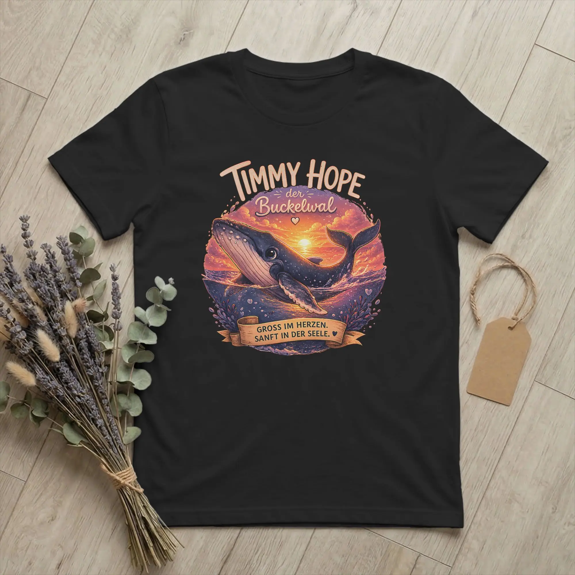 Herren-T-Shirt „Timmy Hope Humpback Whale Sunset“ mit Meeresmotiv, 100 % Baumwolle, lustiges, kurzärmliges T-Shirt mit Rundhalsausschnitt, klassisches T-Shirt