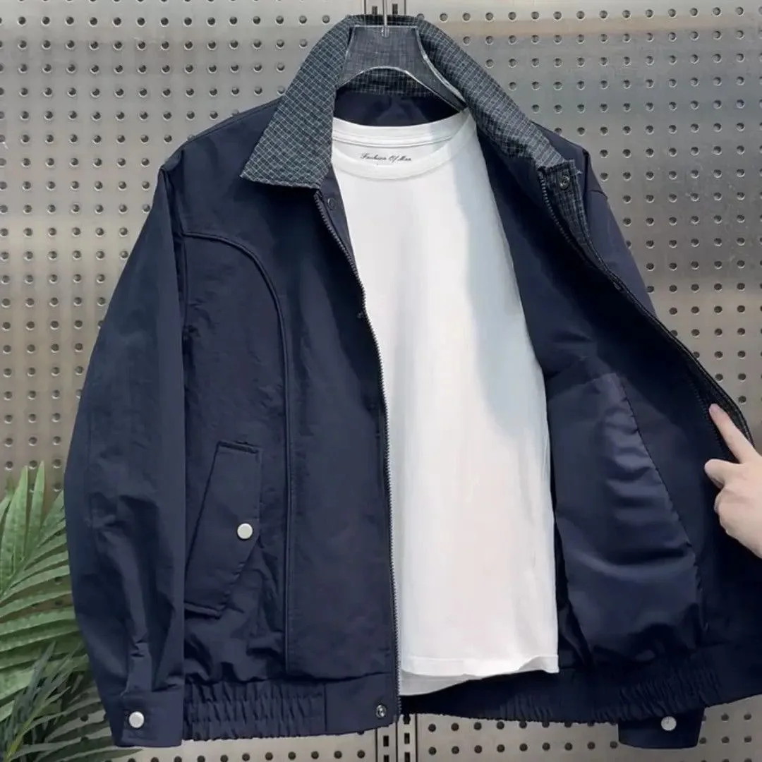 

Мужская повседневная свободная куртка в стиле ретро с клетчатым узором и цветными вставками, с длинными рукавами, осенняя, модная, из полиэстера, для молодежи