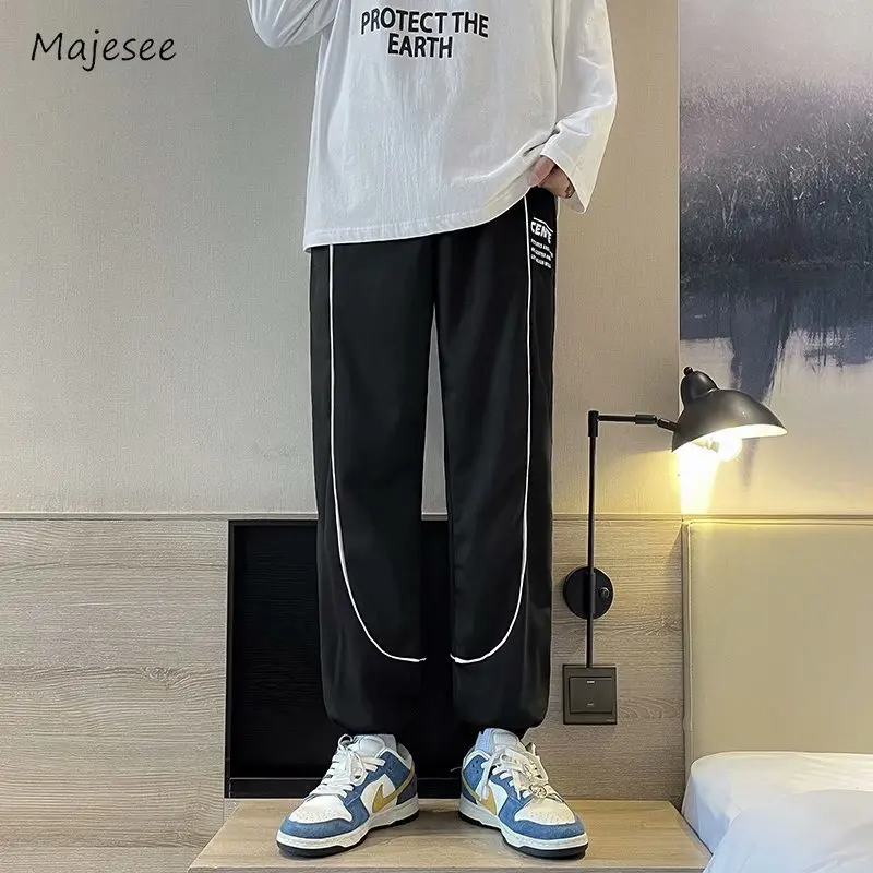 

Casual Pants Men Straight Fashion Daily Spring Autumn Reflect All-match Ankle Banded Teenagers American Style Hip-hop Handsome