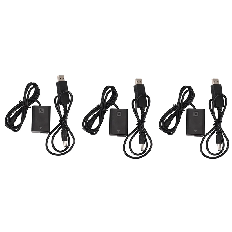 

3X Np-Fw50 Dummy Battery W/Dc Power Bank (5V 2A) USB Adapter For Sony A7R, A7, A7S, A7S Ii, A5000, A5100, Dsc-Rx10 Ii