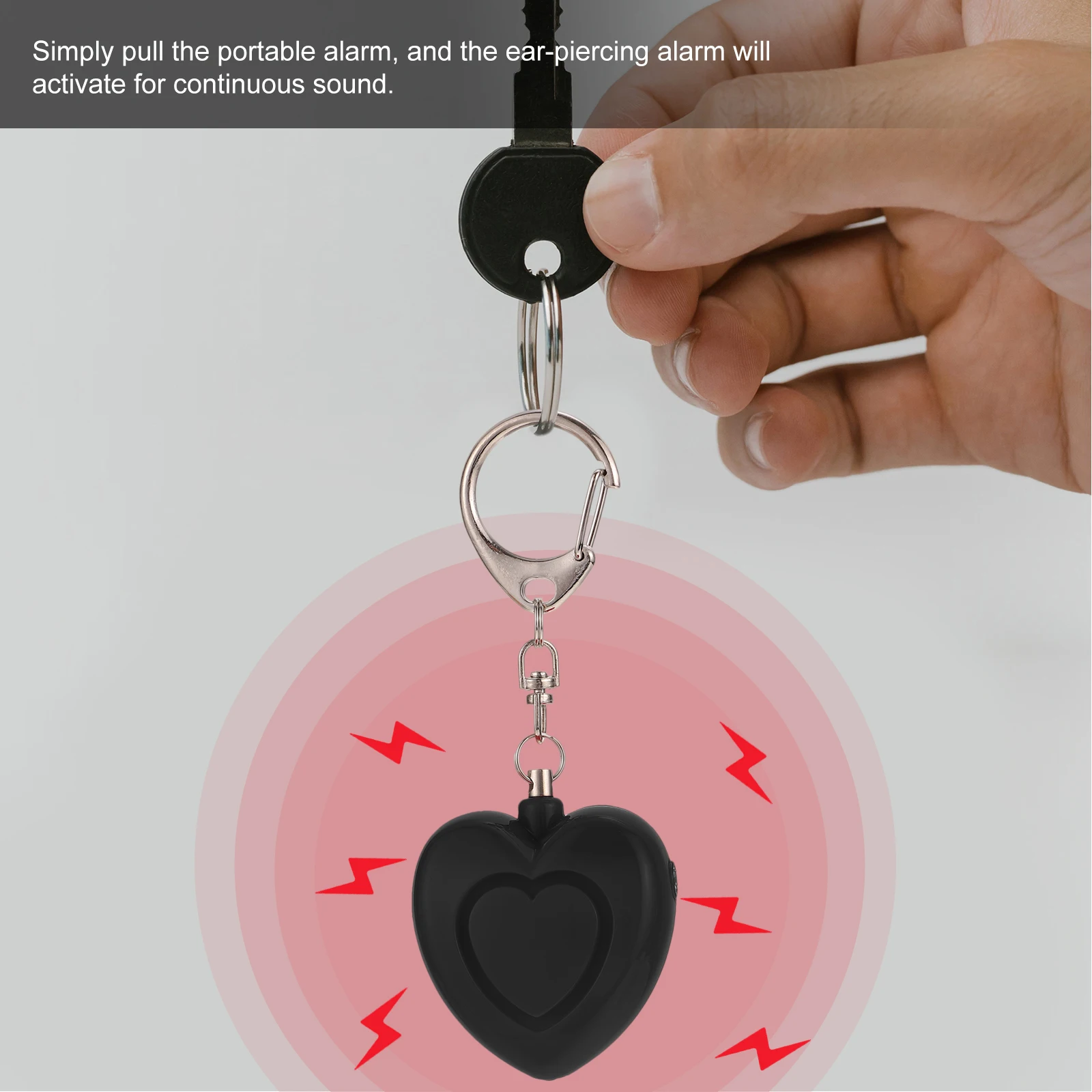 

Portable Heart Shaped Personal Alarm Keychain Mini Security Alarm for Elderly Emergency Self