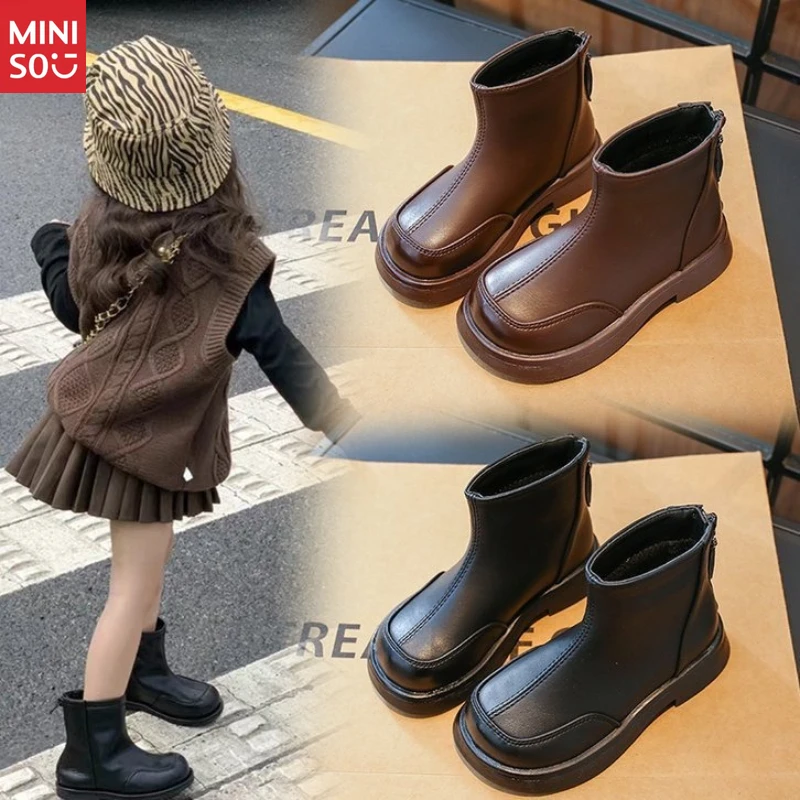 miniso-2025-girls-martin-boots-british-style-soft-sole-leather-shoes-for-toddlers