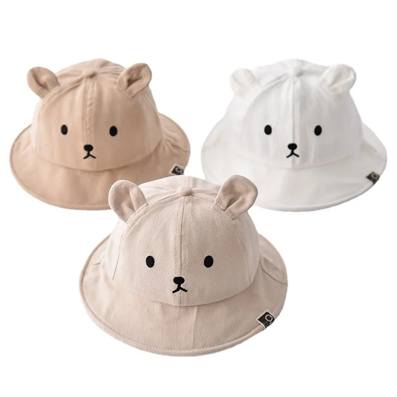 Newborn Baby Hat Infant Muslin Bucket Hat Kids Bear Ears Summer Beach Sun Caps Boys Girls Easter Hats for Toddlers 3-24 Months