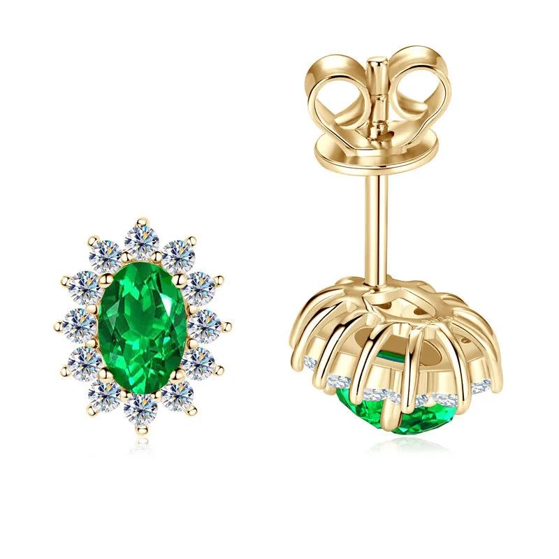 Snowflake Emerald Earrings Princess Diana's Same Style S925 Sterling Silver Vintage for Women Party Engagement Luxury Jewelry