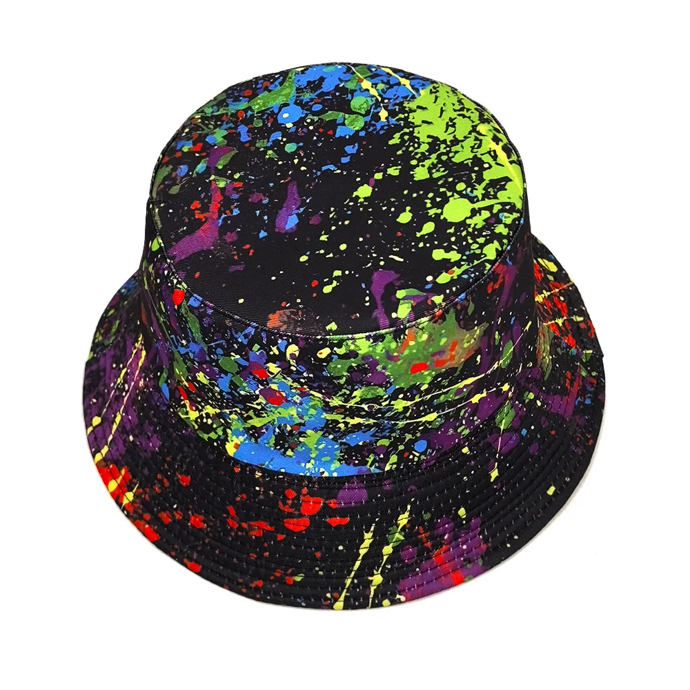 Fashion Graffiti Pattern Hiphop Panama Summer Sunscreen Fisherman Hat Women Man Decorate Bucket Hats Reversible Fisherman Hats