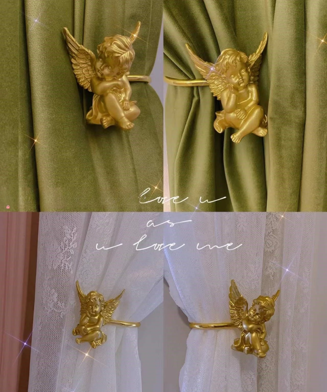 

No punching angel curtain hook brass retro light luxury living room bedroom wall hook wall hook