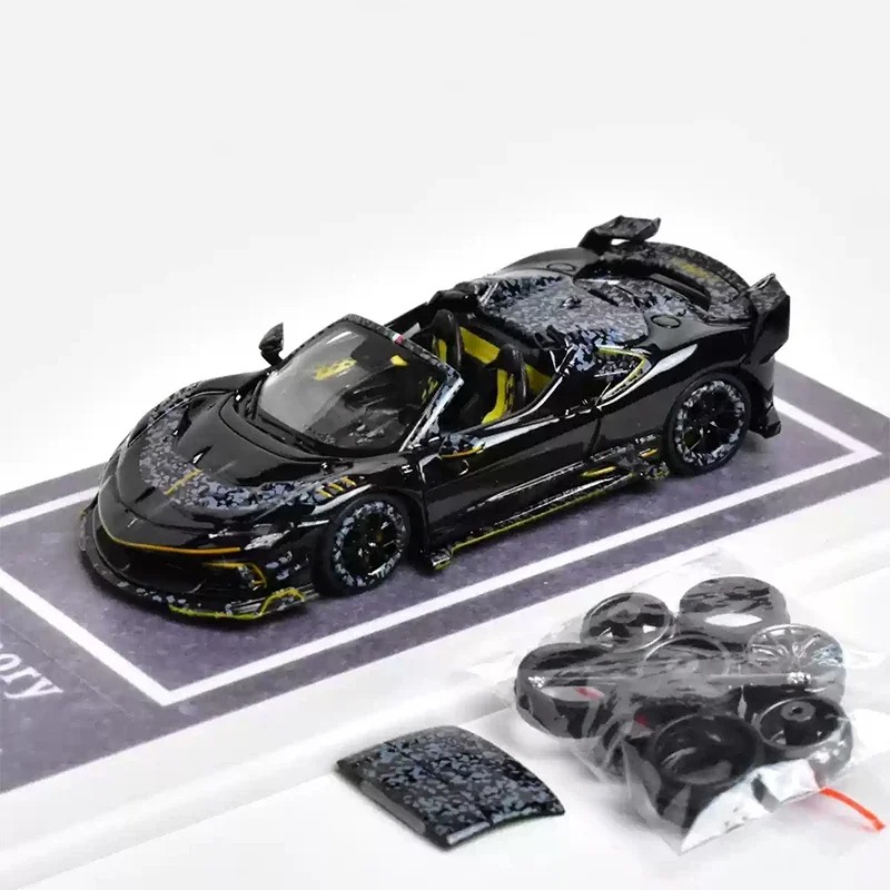 MJ 1:64 Mansory modified version SF90 F9XX supercar Spider simulation alloy die-cast car model collection children's toy gift