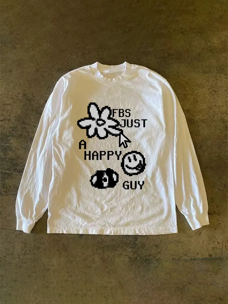 Long Sleeve 310 Pure Cotton Men's T-Shirt Upward Hero Non-Light American Style Couple's T-Shirt Youth Loose Fit Printed Tee