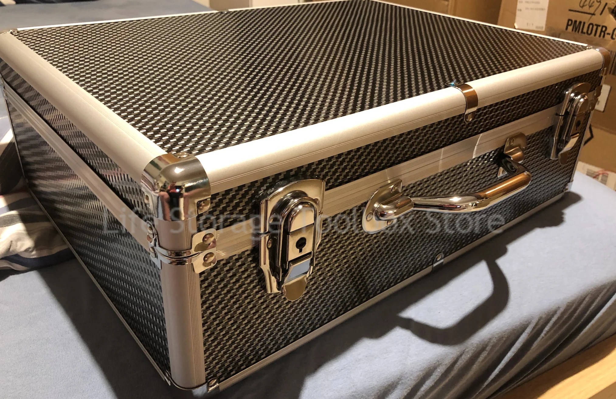 36x26x15cm Tool Box Portable Instrument box Storage Case W/Sponge Aluminum Case Impact resistant ToolBox Carbon Fibre Hard case