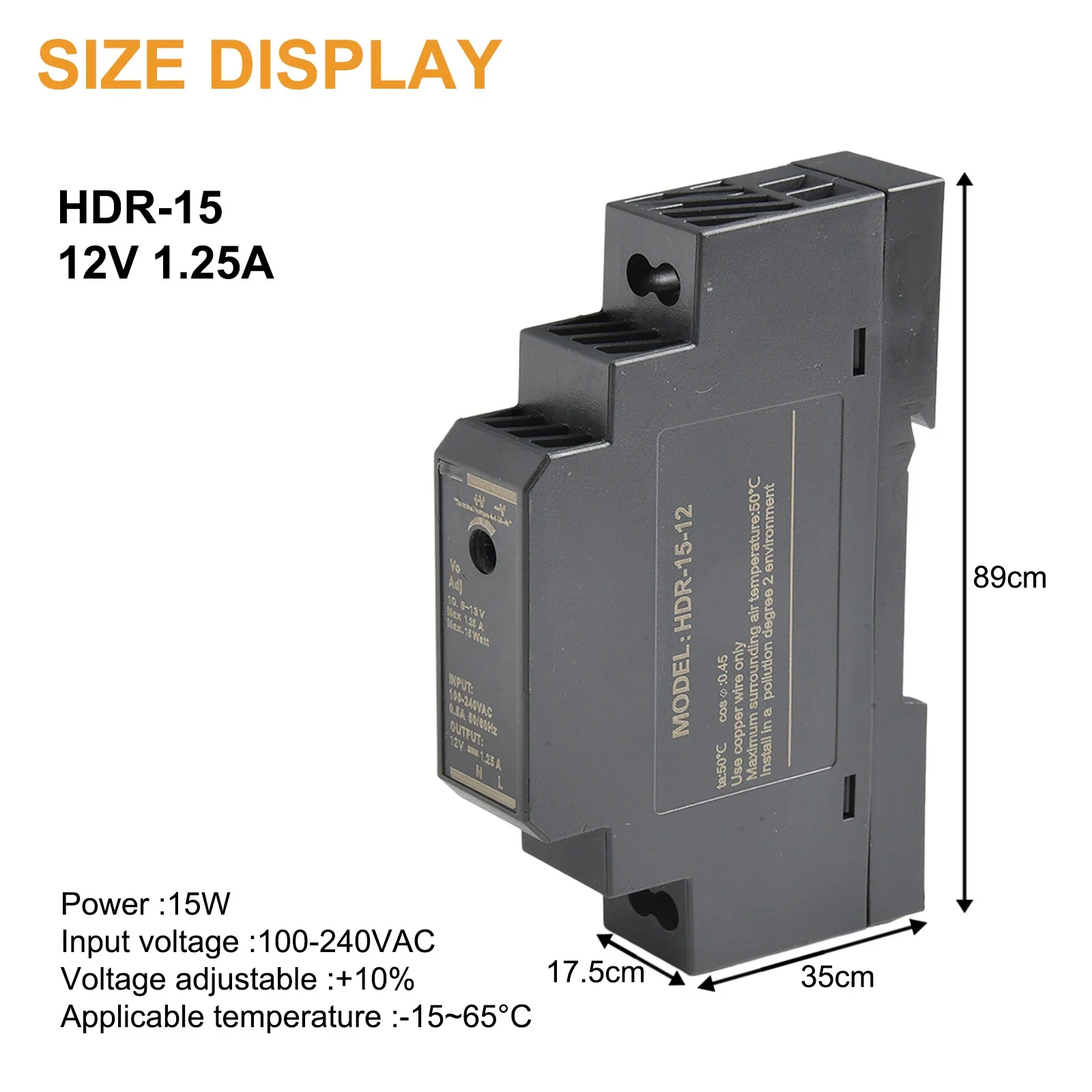 

Rail Power Supply Switch PC Flame Retardant Switching DC Power Supply DC Switching Power Supply HDR-15-12/HDR-15-24/HDR-30-12