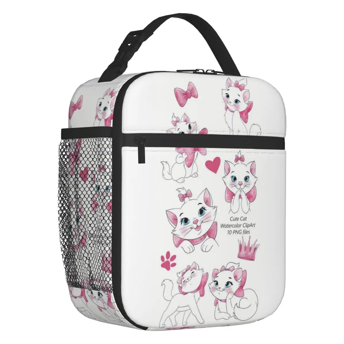 Custom Manga Resuable Lunch Box for Women Leakproof Marie Cat Collage Cooler Thermal Food Insulated Lunch Bag Kids School