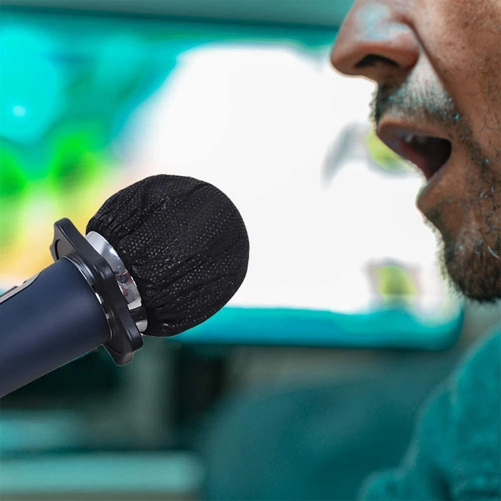 Uds desechables para Karaoke, cubiertas de micrófono de parabrisas, tapa protectora de micrófono de mano, 100 cubiertas de micrófono