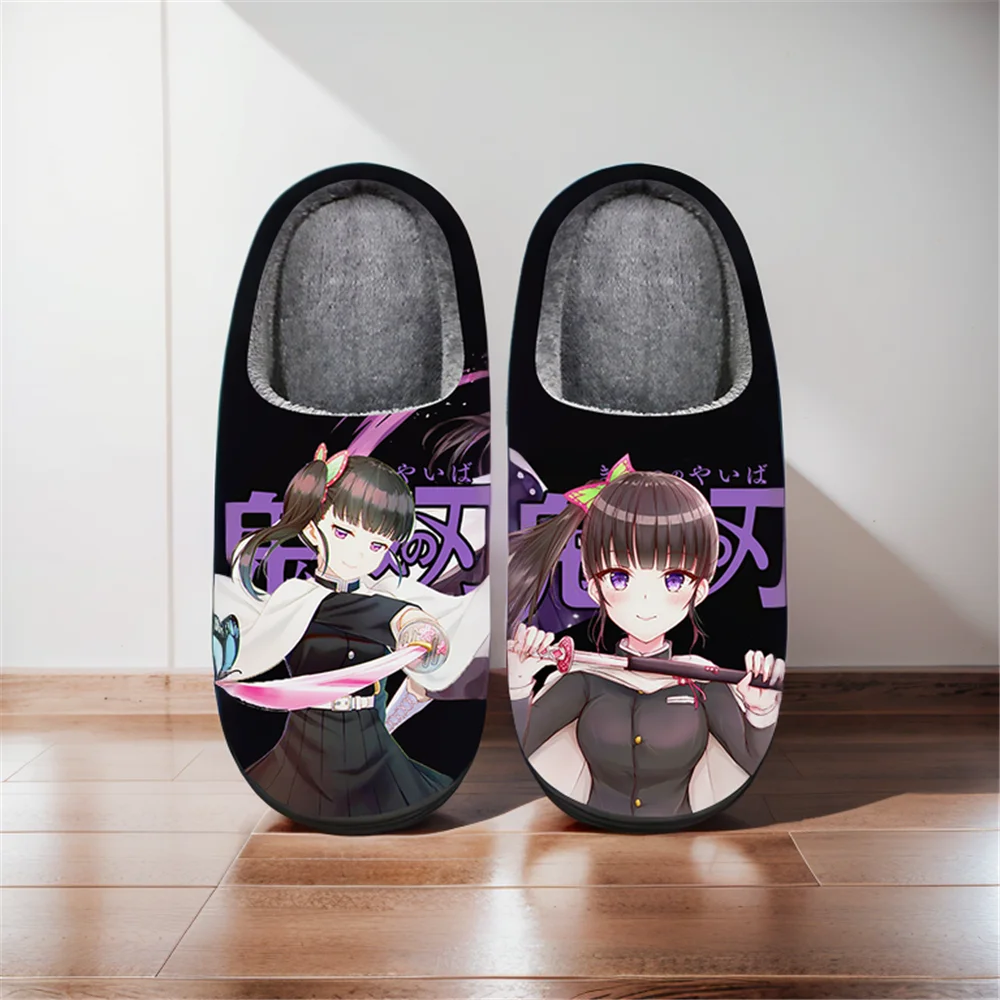 

Anime Cartoon Cute Home Slippers Demon Slayer Tsuyuri Kanawo Winter Warm Slippers For Man Woman Boy Girl Unisex Halloween Gift