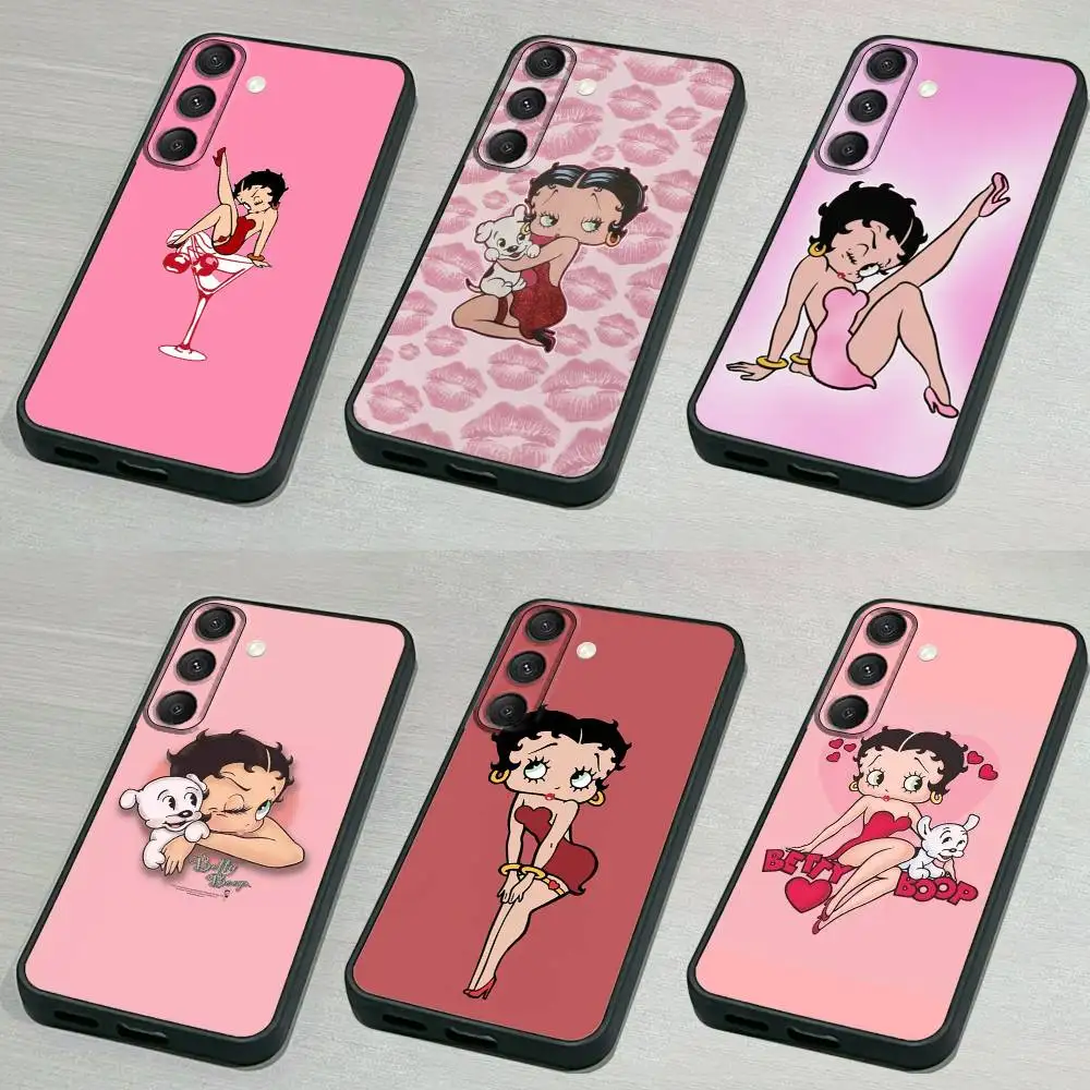 

C-Cartoon B-Betty-ES Phone Case For Samsung S 25,24,23,22,30,21,10,9,Ultra,Plus,Lite,FE,4,5G Black Soft Case