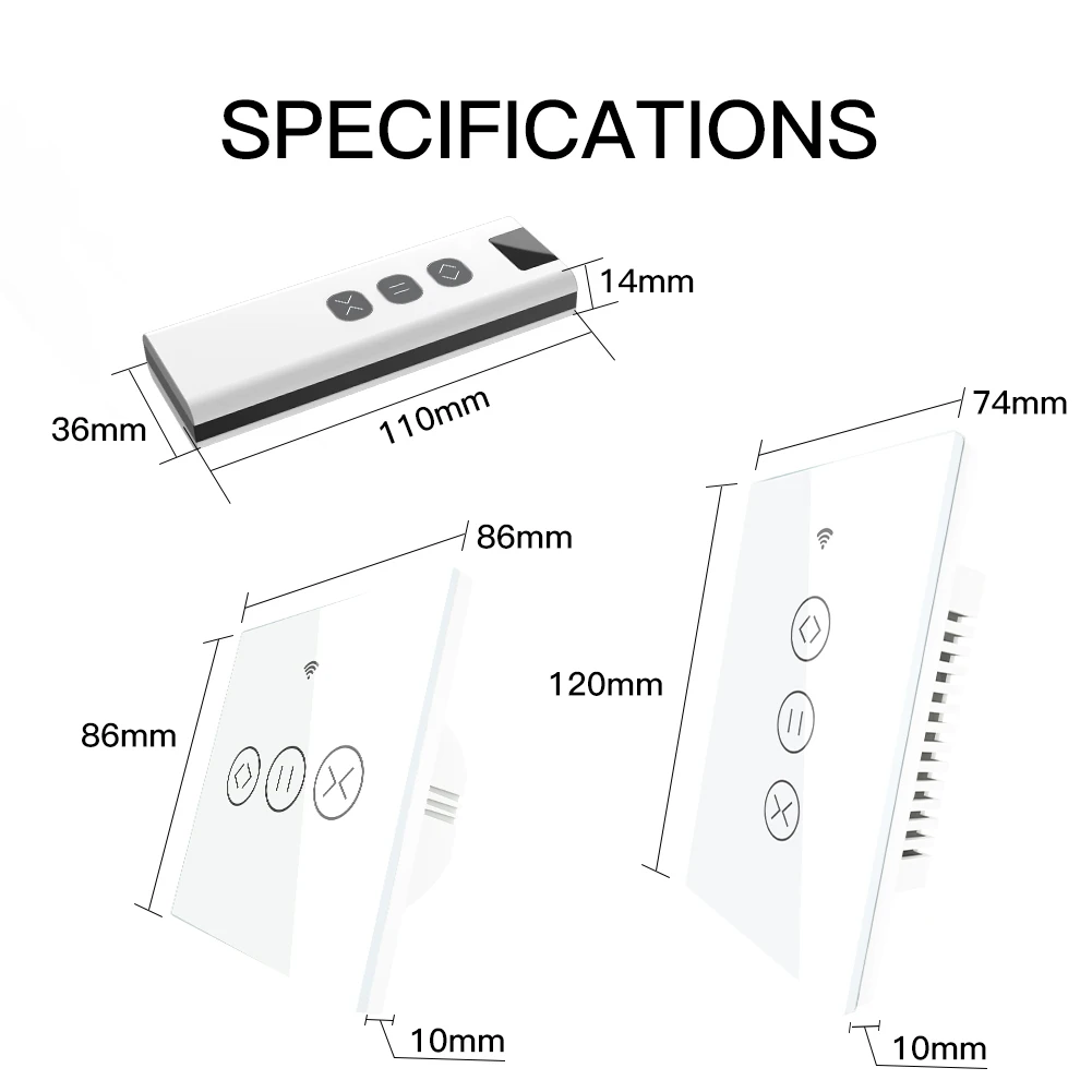 ZigBee RF Smart Touch Curtain Switch Roller Blinds Shutter Tuya Smart App Wireless Control Relay Status Works with Alexa Google