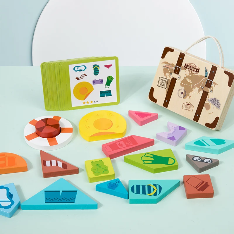 Wooden Suitcase Storage Puzzle, Set Out Without Delay Game, Travel Puzzle, Spatial Imagination Training Puzzle Toy For Kids