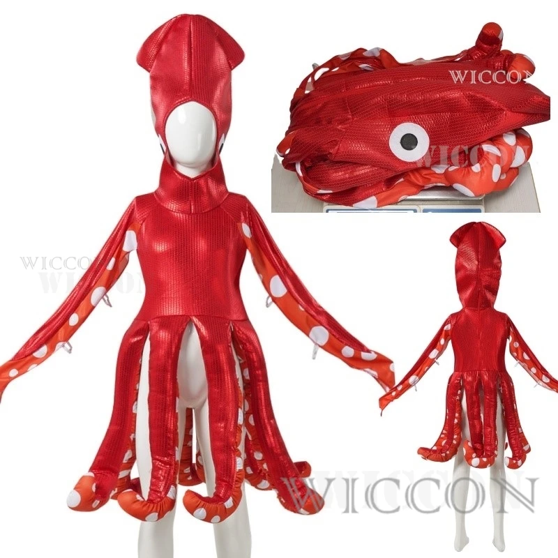 Squid Cosplay Costume Kids Sea Creature Costume for Carnival Themed Party Masquerade Cos Clothes Halloween Costumes for Kids