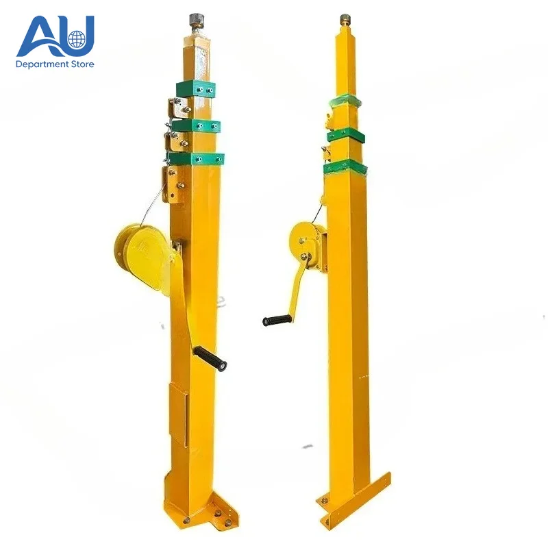 Manual Winch Telescopic Mast 3-9M Hand Crank Lifting Pole for Surveillance Camera