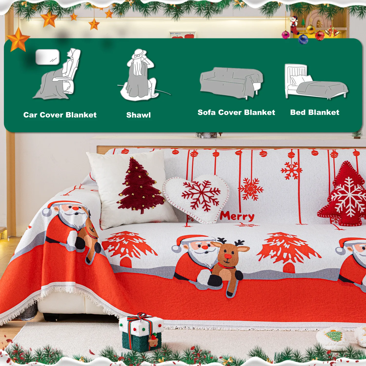 2025 New One-piece Christmas-themed Sofa Cover Blanket for The Living Room Sofa Covers Couch Covers for Sofas