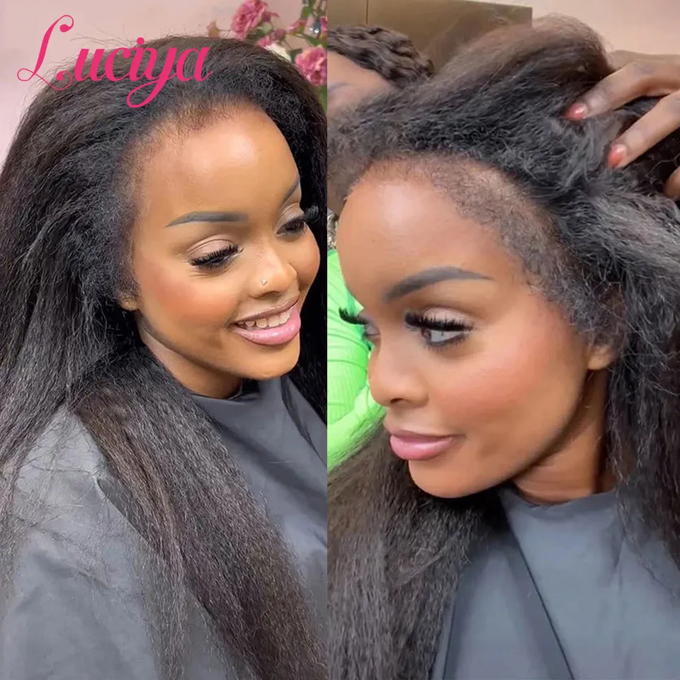 

Kinky Straight 4C Edges Natural Hairline Wig Yaki 13x4/13x6 HD Lace Front Human Hair Wigs Curly Baby Hair 5x5 Lace Closure Wigs