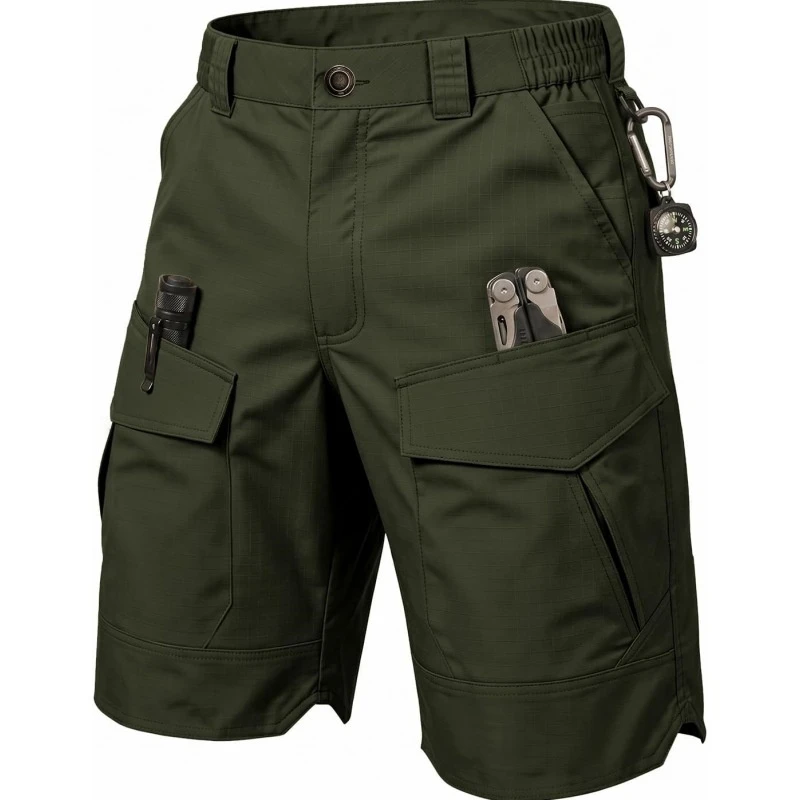 Men Tactical Camouflage Cargo Shorts Multi Pocket Quick Dry Wear Resistant Outdoor Work Casual Shorts For Male Daily Hiking Wear