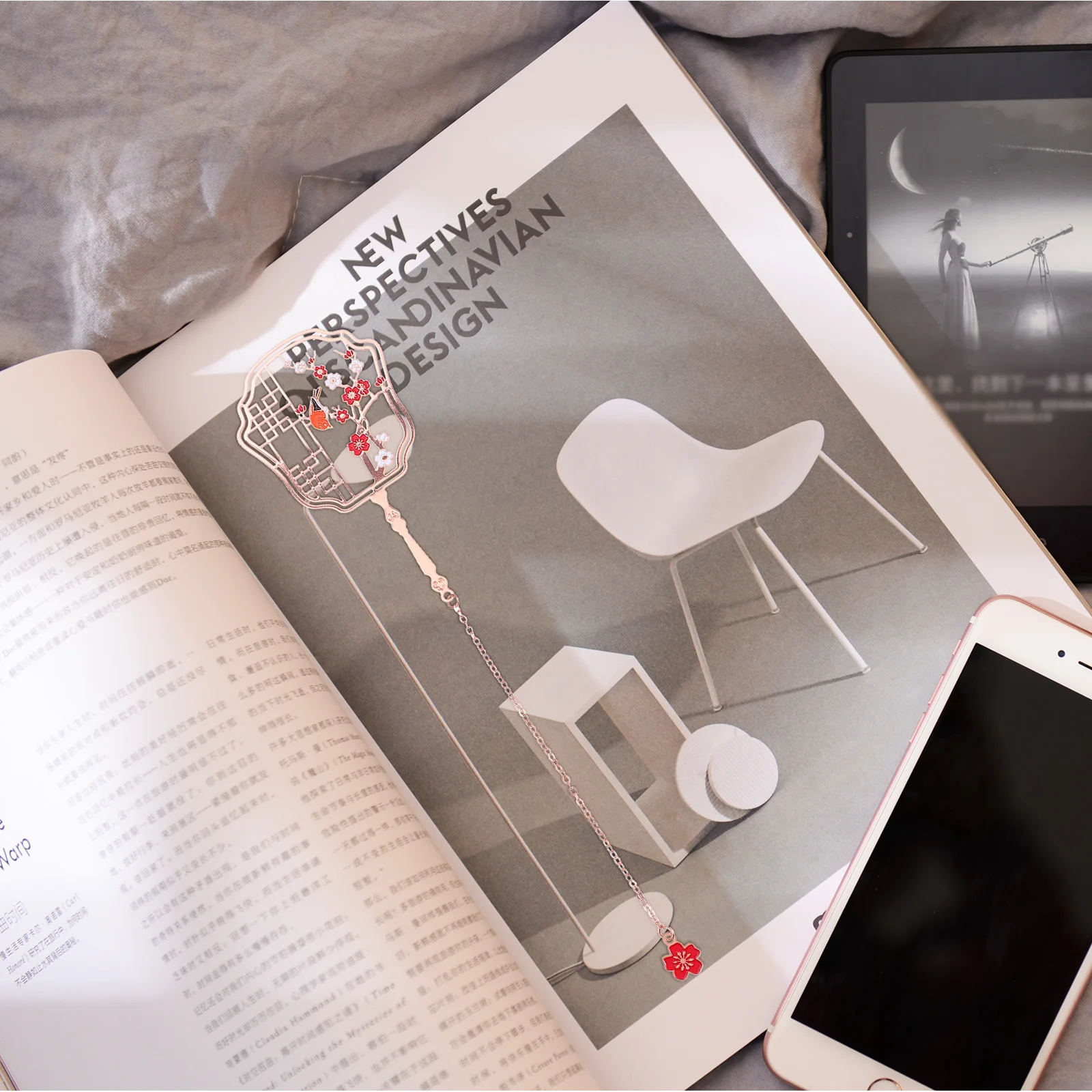 

Creative Chinese Style Fan Metal Retro Diy Decorative Bookmark Thin Light Sturdy Premium Bookmark Students Writers