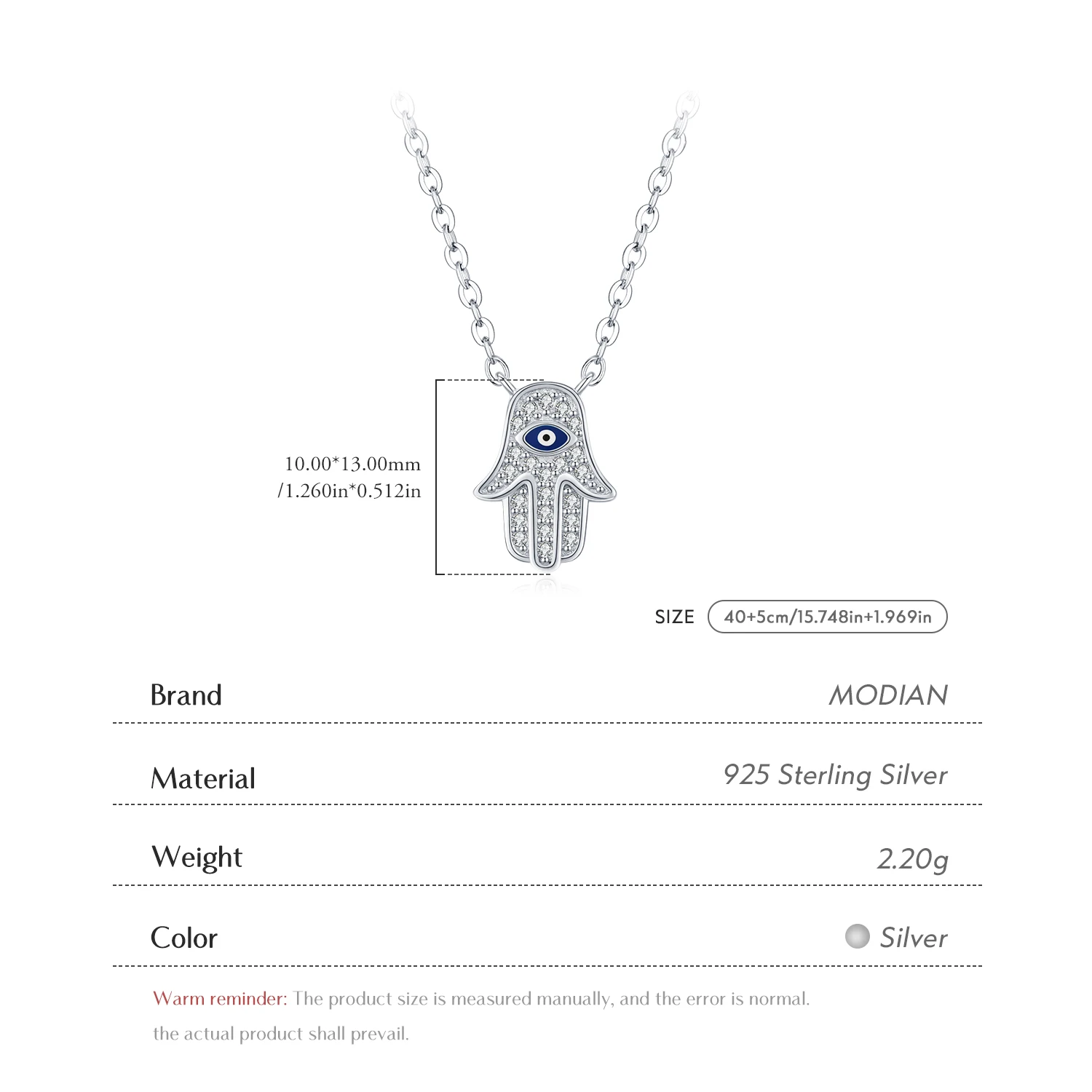 موديان 925 فضة كلاسيكي كامل زركونيا النخيل قلادة حلية الأزرق المينا عيون ربط سلسلة للنساء مجوهرات