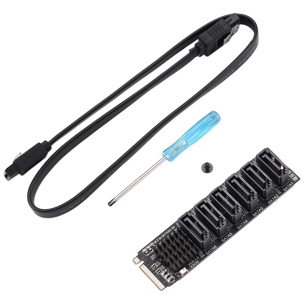 

Y03A M.2 MKEY PCI-E Riser Card M.2 NVME to SATA3.0 PCIE to SATA 6Gpbsx6-Port Expansion Card ASM1166 Support PM Function