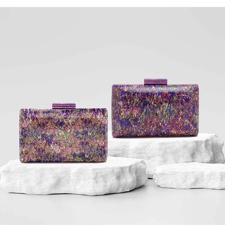 

Luxury Party Handbag Woman Casual Box Clutches Purse Acrylic Women Bag Vintage Colorful Marble Party Prom Evening Clutch Bag
