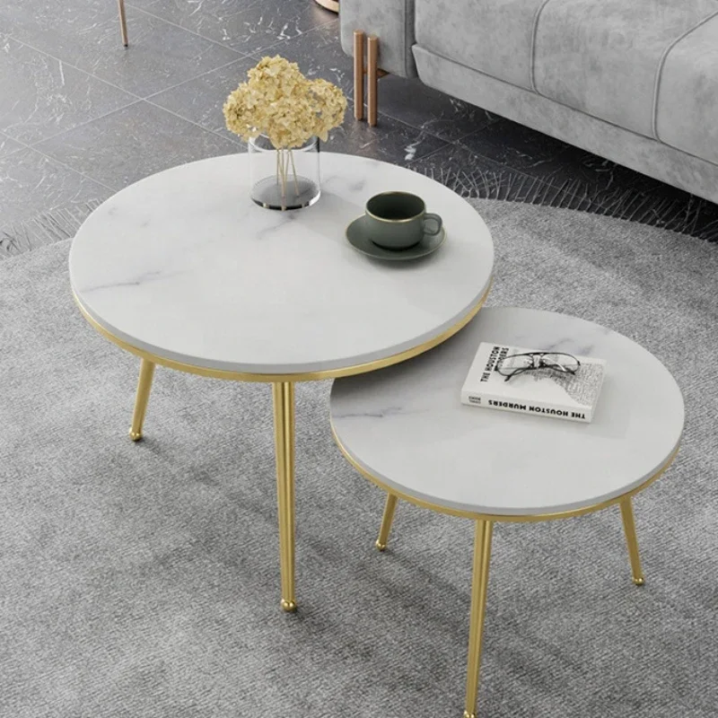 Luxury Coffee Table Set DIY Modern Living Room Furniture Otros Muebles De Sala Coffee Table Sintered Stone Nordic Round Marble