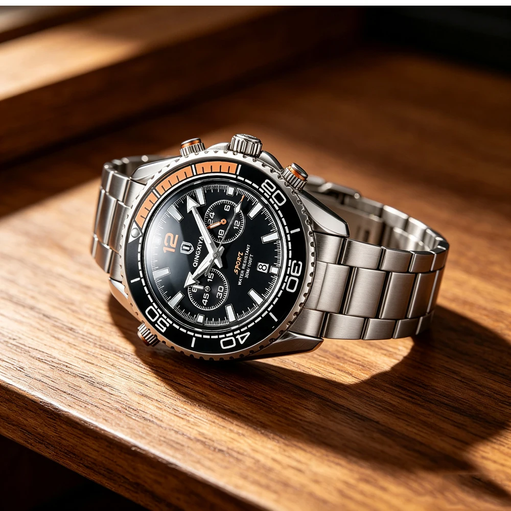 QINGXIYA Marken-Luxus-Herrenarmbanduhr Sport-Chronograph Wasserdicht Leuchtend Datumsanzeige Uhren für Herren Casual Quarz Herrenuhr Reloj – Detail 9