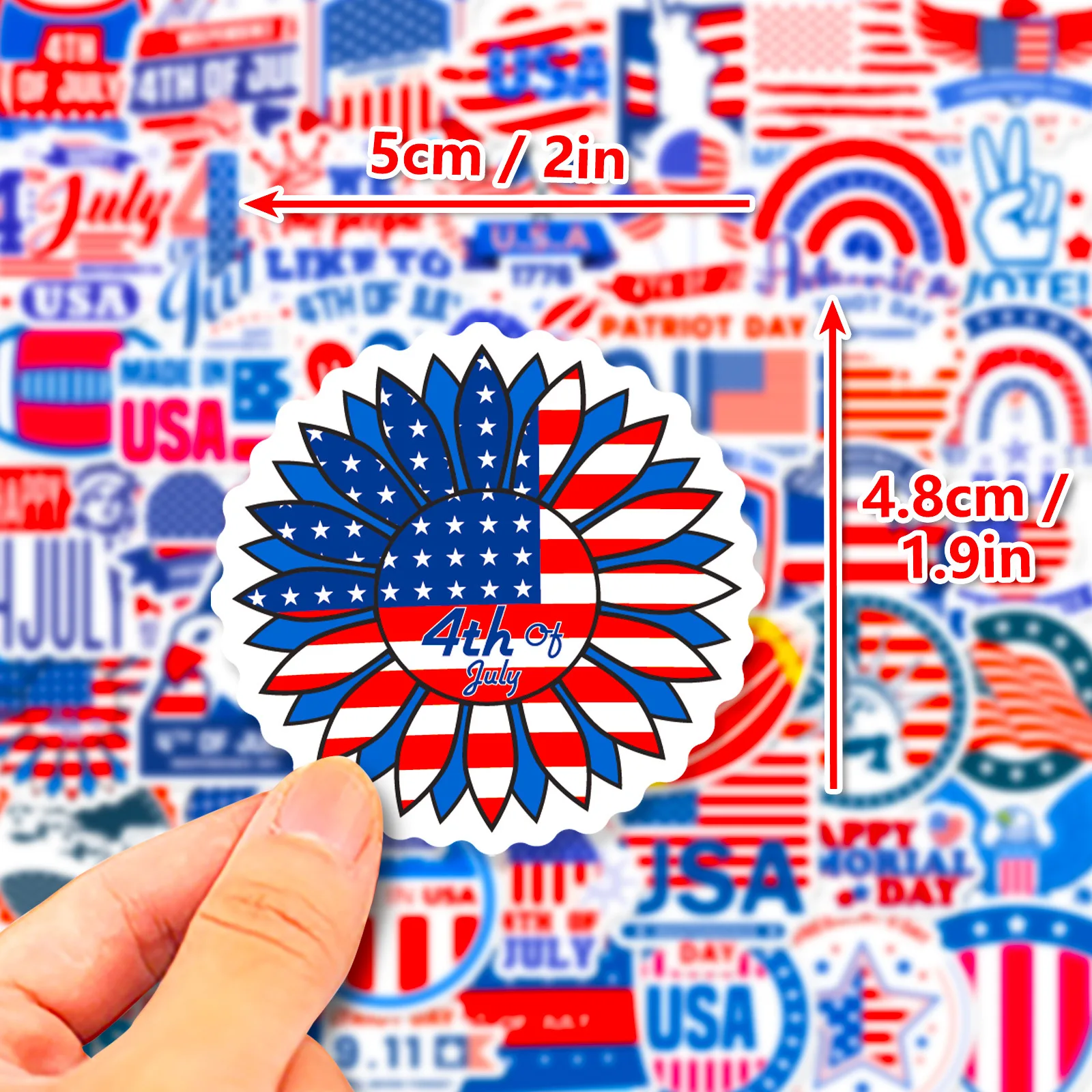 50PCS Independence Day Flag Faith Sticker Decals Luggage Travel Backpack Skateboard Phone Laptop USA Sticker Wholesale