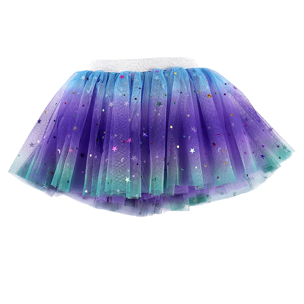 

Children Tutu Skirt Rainbow Color Pentagram Tulle Dress for Costume Party Ballet Performance Girls Showing Stage Outfit