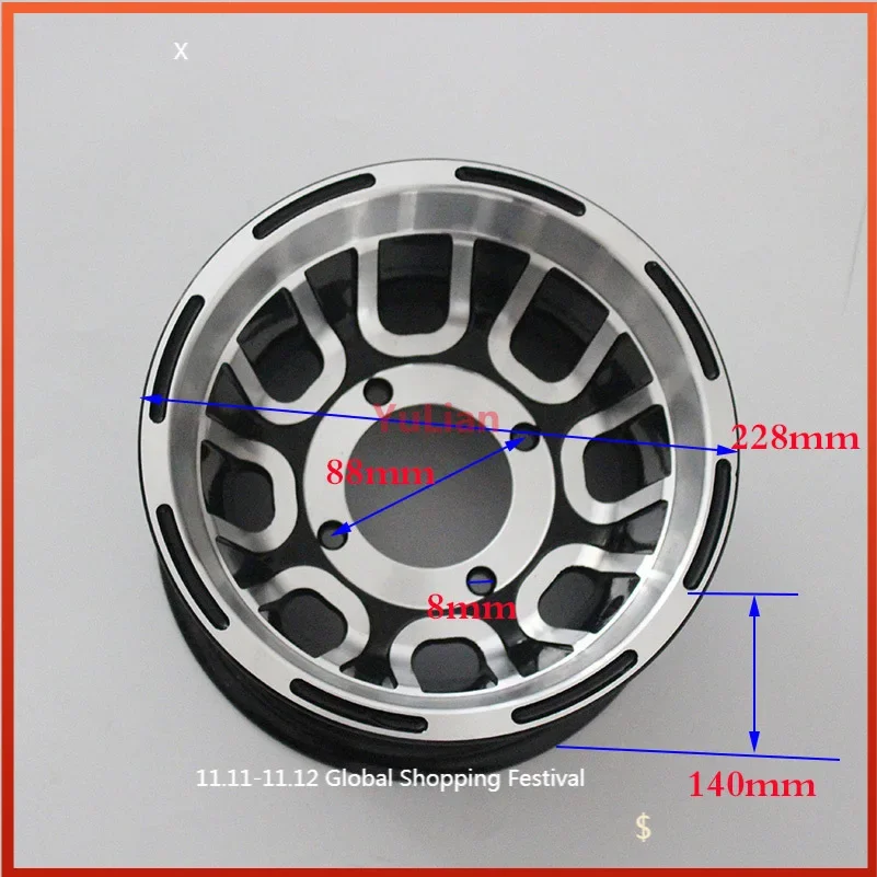 Llantas de aluminio para ATV, compatibles con neumáticos 19X7.00-8, 20x7-8, 21x7-8, neumáticos de vacío, aptos para Go-kart, motocicleta de cuatro ruedas, buje de rueda con rodamiento de 8 pulgadas