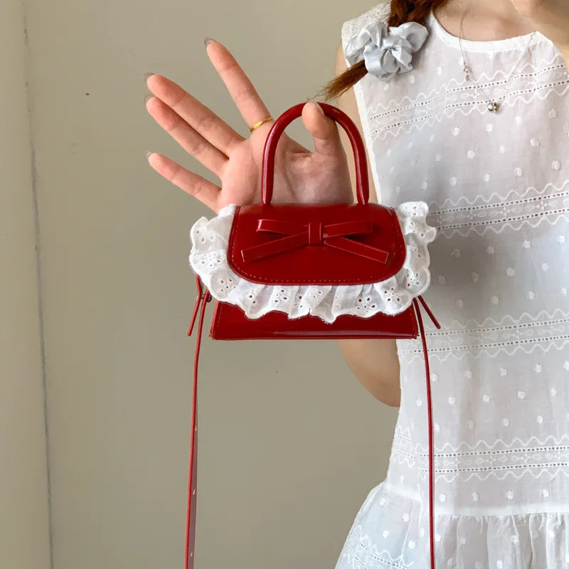 

Cute Bow PU Children Crossbody Bags for Girl Small Square Bag Trend Purse and Handbags Designer Bags Mother Kids Bag for Girl